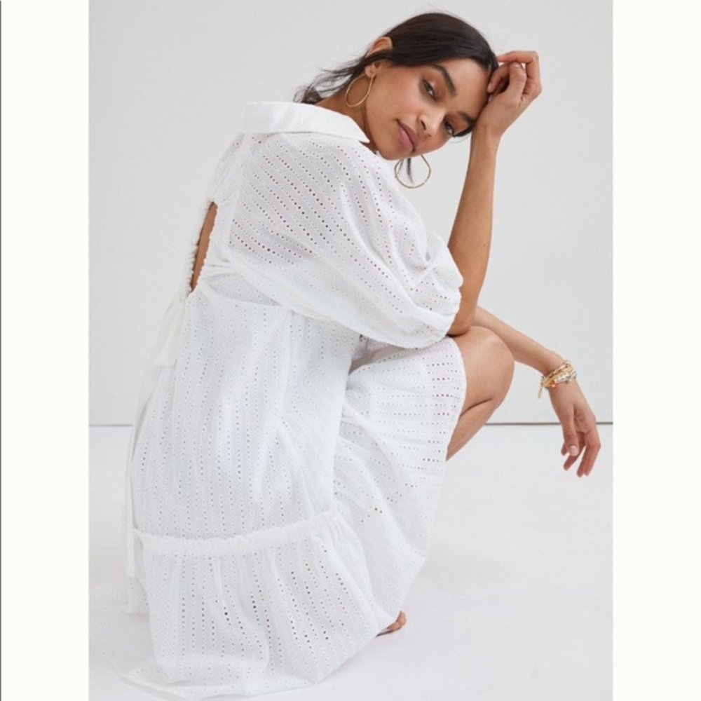 EXQUISE ANTHROPOLOGIE White Eyelet Julian Dress - M - NWT